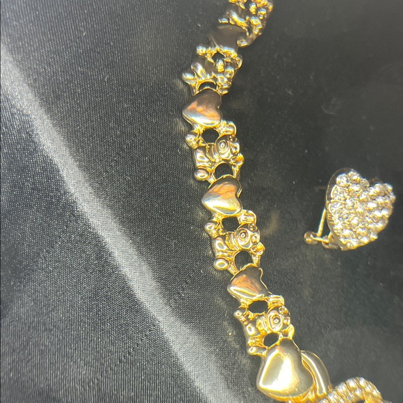 Gold Heart Necklace and Earrings Set - Picture 3 of 3